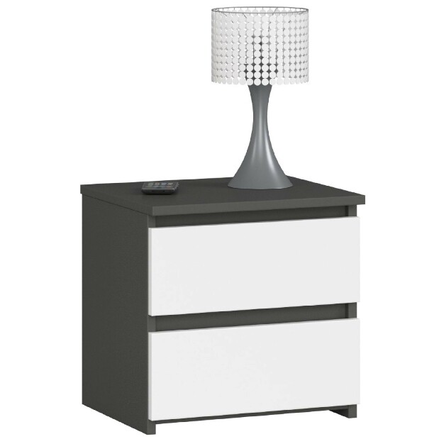 Nočný stolík Cleania CL2 (grafit sivý + biela)