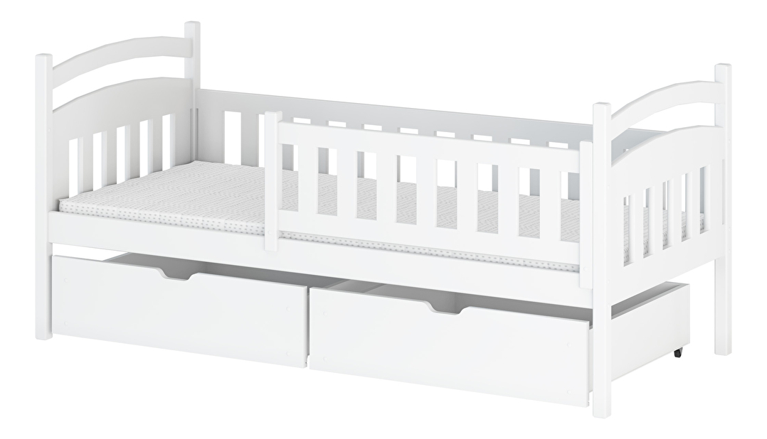 Detská posteľ 90 x 190 cm Tobie (s roštom a úl. priestorom) (biela)