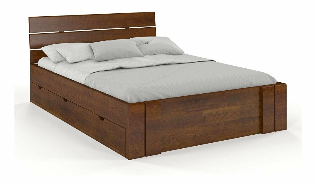 Manželská posteľ 160 cm Naturlig Tosen High Drawers (borovica)