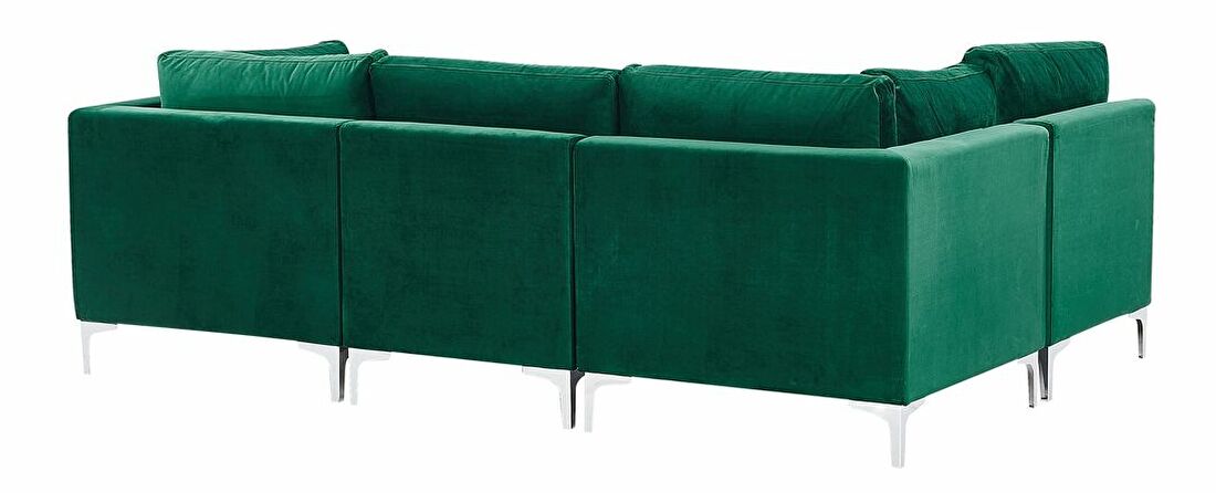 Rohová sedačka U EVENA (zelená) (s taburetkou) (pre 6 osôb)