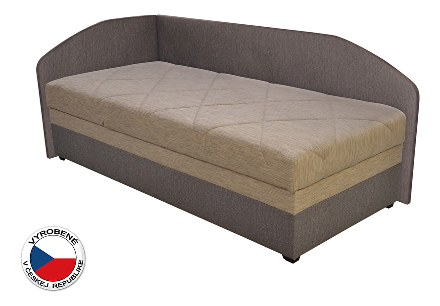 Jednolôžková posteľ (váľanda) 90 cm Blanár Turi (béžová + hnedá) (s roštom a matracom) (L) 