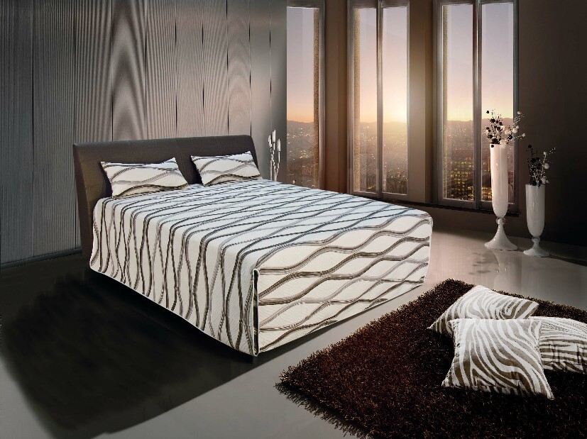 Manželská posteľ 180 cm Blanár Merkur (biela + hnedá) (s roštami a matracmi Ivana Plus)
