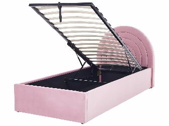 Jednolôžková posteľ 90 cm Annesile (ružová) (s roštom) (s úl. priestorom)