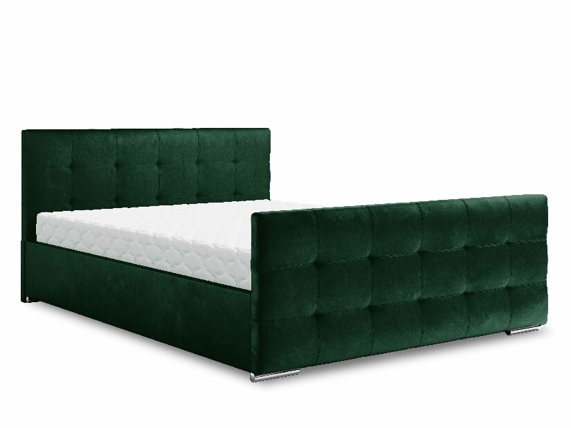 Manželská posteľ 180 cm Billie (tmavozelená) (s roštom a úložným priestorom)
