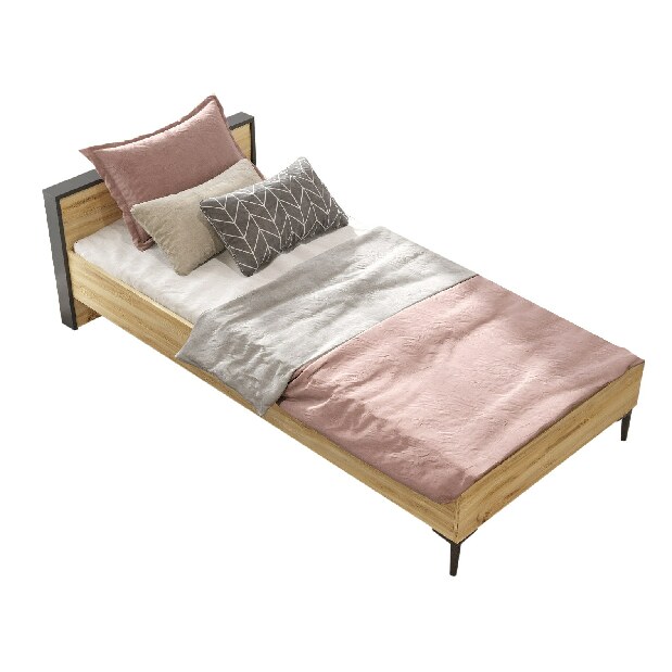Jednolôžková posteľ 90 cm Ariel 5 (Prírodná + Antracit)