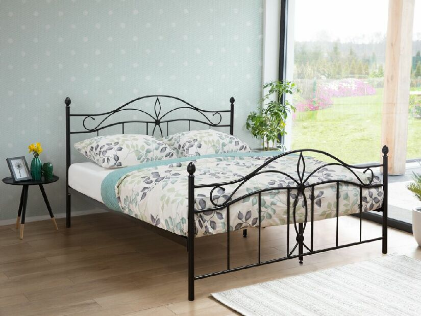 Manželská posteľ 160 cm ANTALIA (s roštom) (čierna) *výpredaj