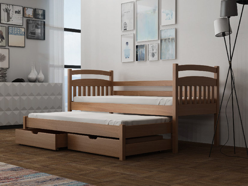 Detská posteľ 80 x 180 cm REID (s roštom a úl. priestorom) (buk)