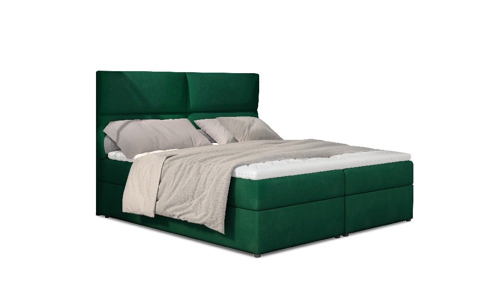 Manželská posteľ Boxspring 185 cm Alyce (zelená) (s matracmi)