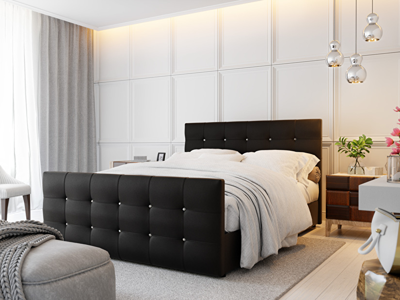 Manželská posteľ 140 cm Futura Kloe Eko (s matracom a roštom) (čierna) 