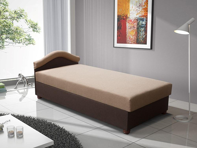 Jednolôžková posteľ (váľanda) 80 cm Aurum (béžová + hnedá)