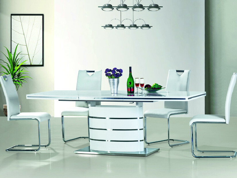Jedálenský stôl Nott (lesk vysoký biely) (pre 6 osôb až 8 osôb)