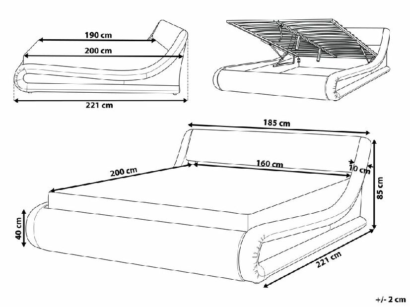 Manželská posteľ 160 cm AVENUE (s roštom a úl. priestorom) (strieborná zamatová)