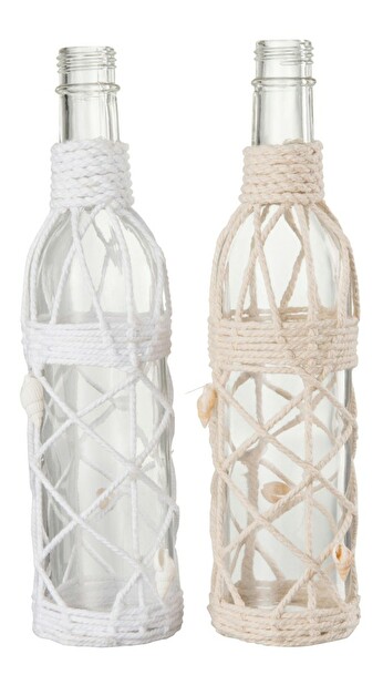 Dekoratívny predmet Jolipa Ozdobná fľaška Silky Boho (7x7x26cm) (Slonovina) (2ks)