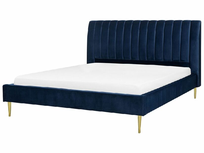 Manželská posteľ 180 cm MASALA (textil) (modrá) (s roštom)