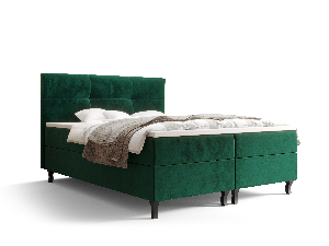 Manželská posteľ Boxspring 160 cm Lumba Comfort (olivová) (s matracom a úložným priestorom)