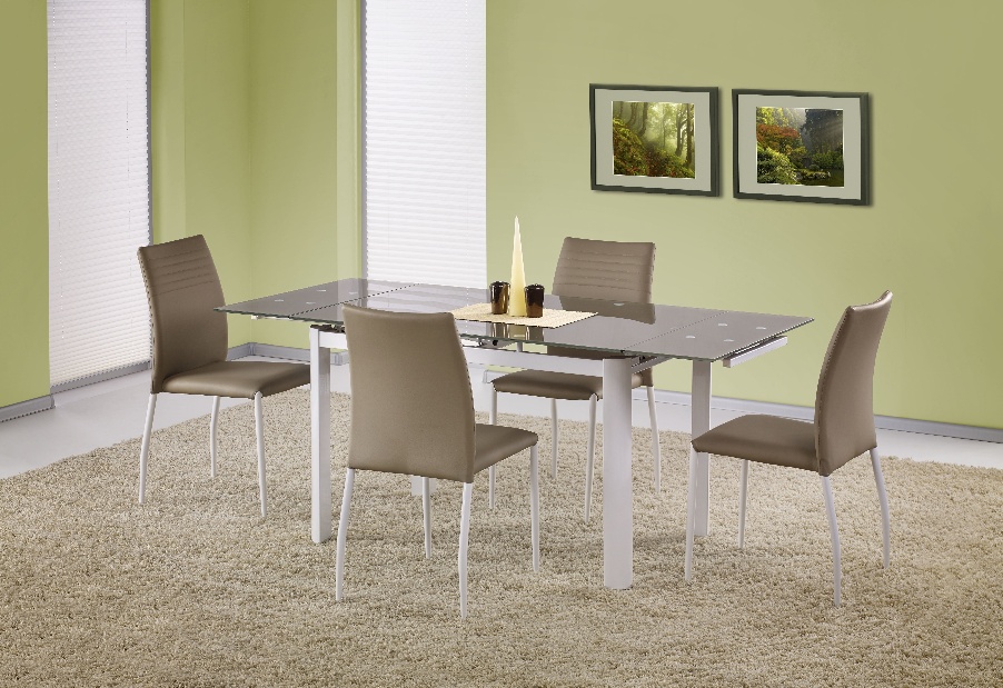 Jedálenský stôl Abbot (pre 4 až 8 osôb) (béžová + biela)