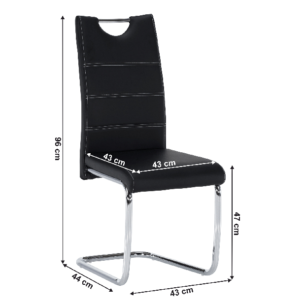 Jedálenská stolička Abalia New (čierna + chróm)