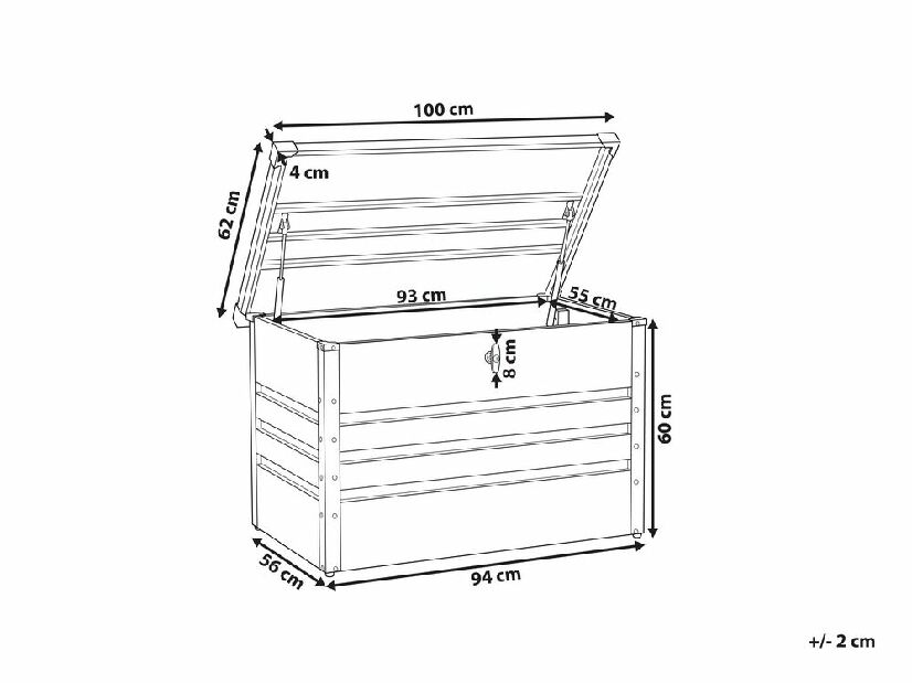 Úložný box 100x62cm Ceroso (krémovo biela) 