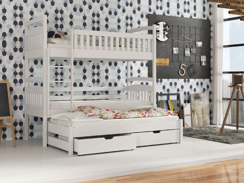 Detská posteľ 90 x 190 cm ARLEN (s roštom a úl. priestorom) (biela)