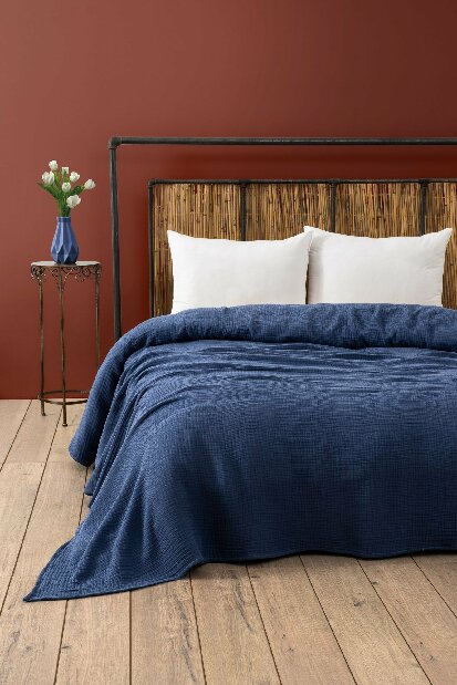Prehoz na posteľ 220 x 250 cm Musli (námornícká modrá)