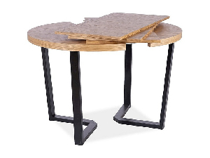 Rozkladací jedálenský stôl 100-250 cm Perly (dub + čierna) (pre 4 až 8 osôb)