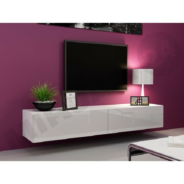 TV stolík/skrinka Zigo 180 (biela + lesk biely) *výpredaj