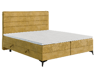Manželská posteľ Boxspring 140 cm Horazio (žltá) (s matracom a úl. priestorom)