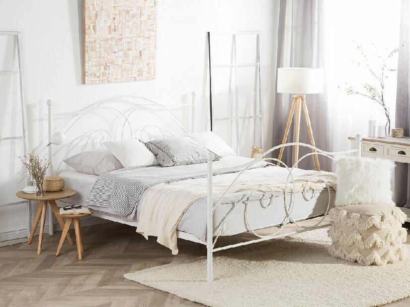 Manželská posteľ 160 cm DIROU (s roštom) (biela)