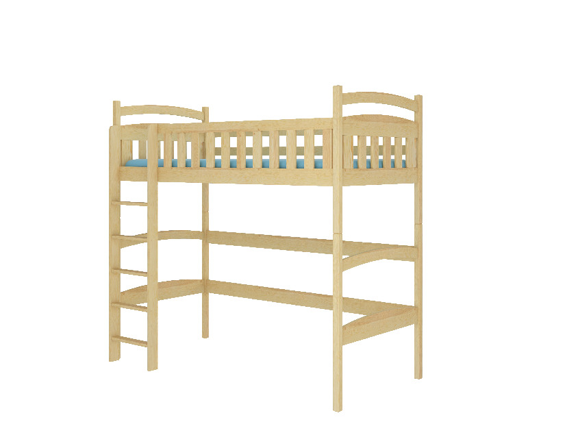 Poschodová detská posteľ 200x90 cm Milo (s roštom a matracom) (borovica)