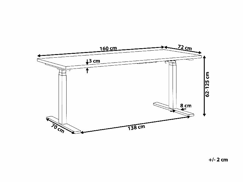 Písací stôl 160 Upgo II (biela) (elektricky nastaviteľný)