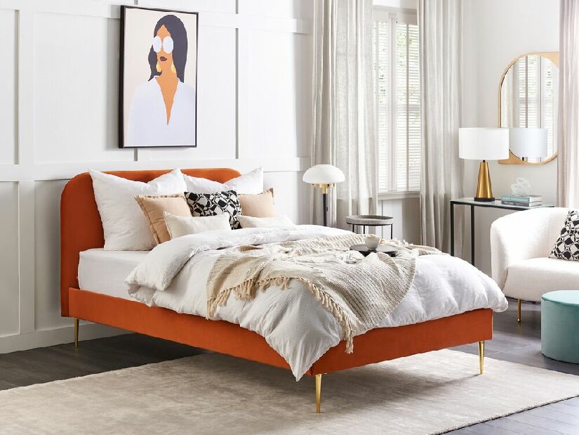Manželská posteľ 140 cm Faris (oranžová) (s roštom)