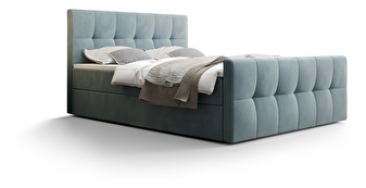 Manželská posteľ  Boxspring 160 cm Macheta (sivomodrá) (s matracom a úložným priestorom)