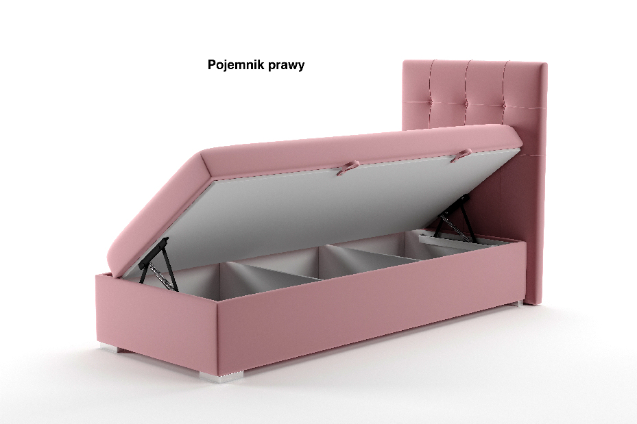 Jednolôžková posteľ Boxspring 80 cm Denny (s úložným priestorom) (ružová)
