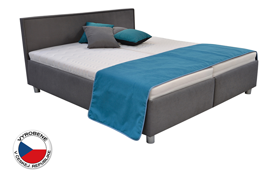 Manželská posteľ 160 cm Blanár Oregon (sivá) (s roštom a matracom)