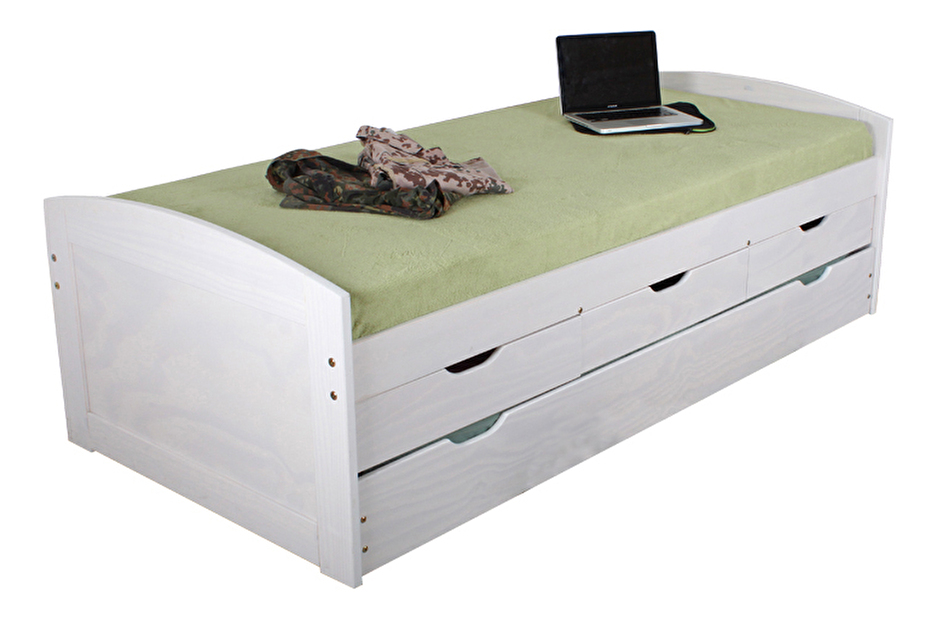 Rozkladacia posteľ 90 cm Mercatu (s roštom) (biela)