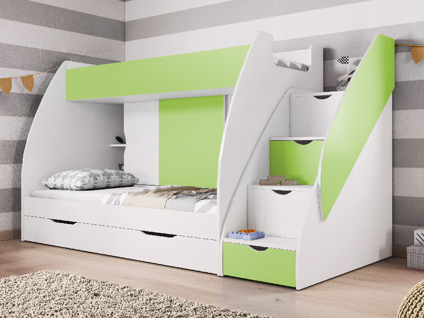 Poschodová posteľ 80 cm Mareus (zelená) (s roštom)