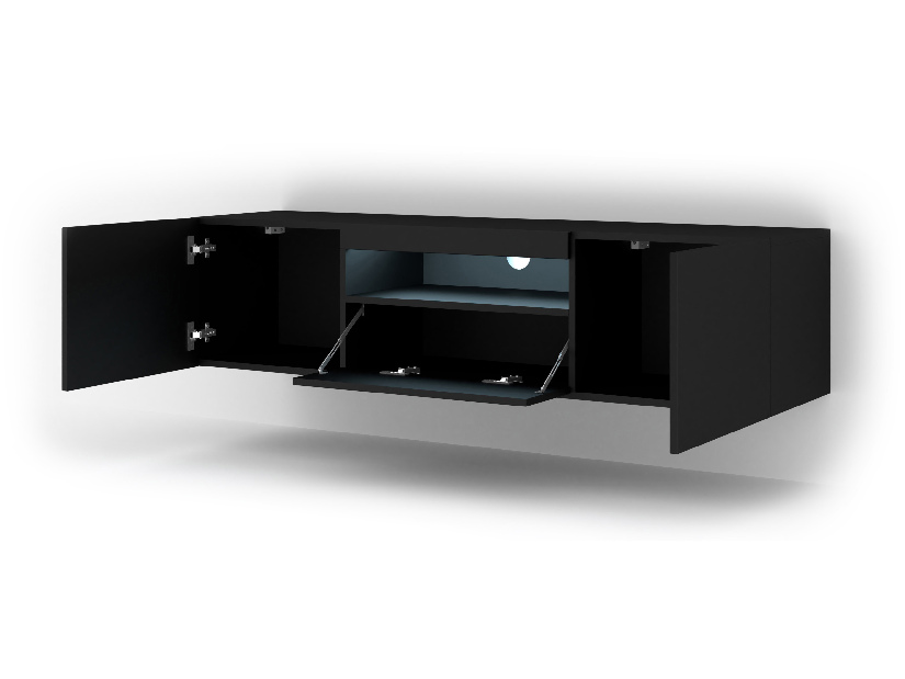 TV stolík/skrinka Aurinko 150 (matná čierna) (s osvetlením)