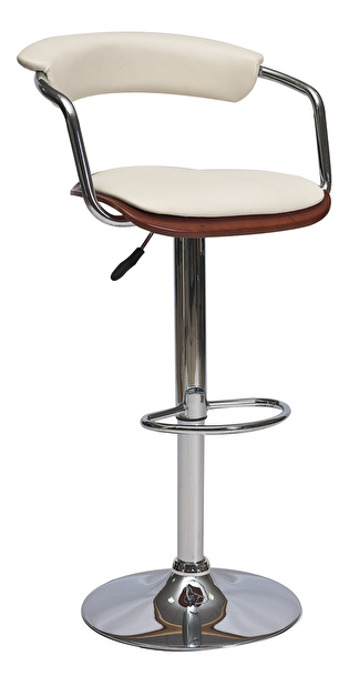 Barová stolička C-973 (ekokoža krémová + čerešňa)