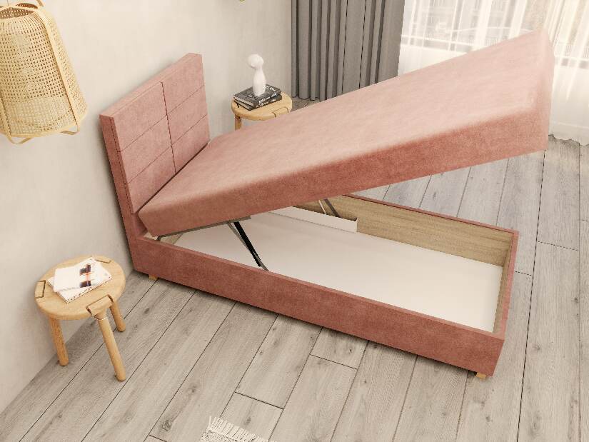 Jednolôžková posteľ 80 cm Picasso I (ružová) (s úl. priestorom a matracom) 