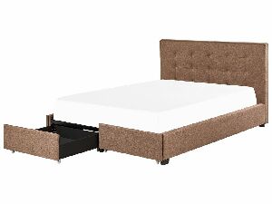 Manželská posteľ 180 cm Rhiannon (hnedá) (s roštom a úložným priestorom)