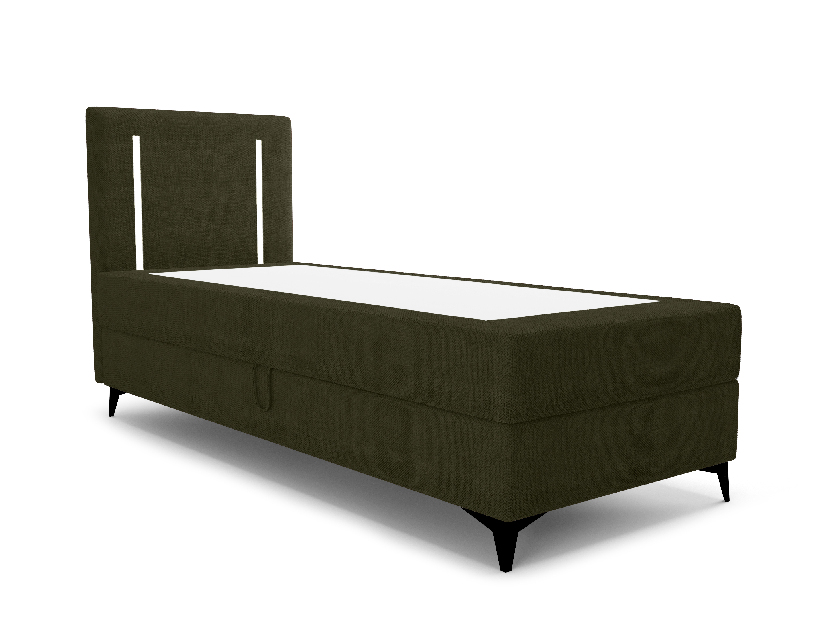 Jednolôžková posteľ 80 cm Ortega Comfort (olivová zelená) (s roštom a matracom, bez úl. priestoru) (s LED osvetlením)