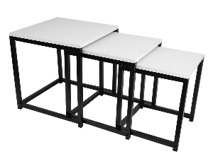 Set 3 ks konferenčních stolíkov Hustler Typ 3 (biela matná + čierna)