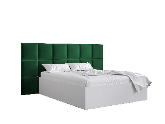 Manželská posteľ s čalúneným čelom 160 cm Brittany 4 (biela matná + zelená) (s roštom)
