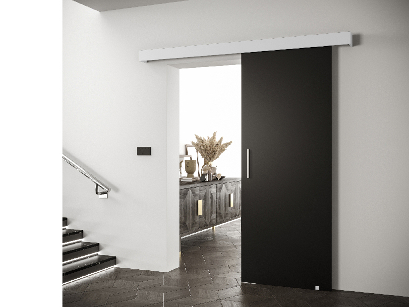 Posuvné dvere 90 cm Sharlene I (čierna matná + biela matná + strieborná)