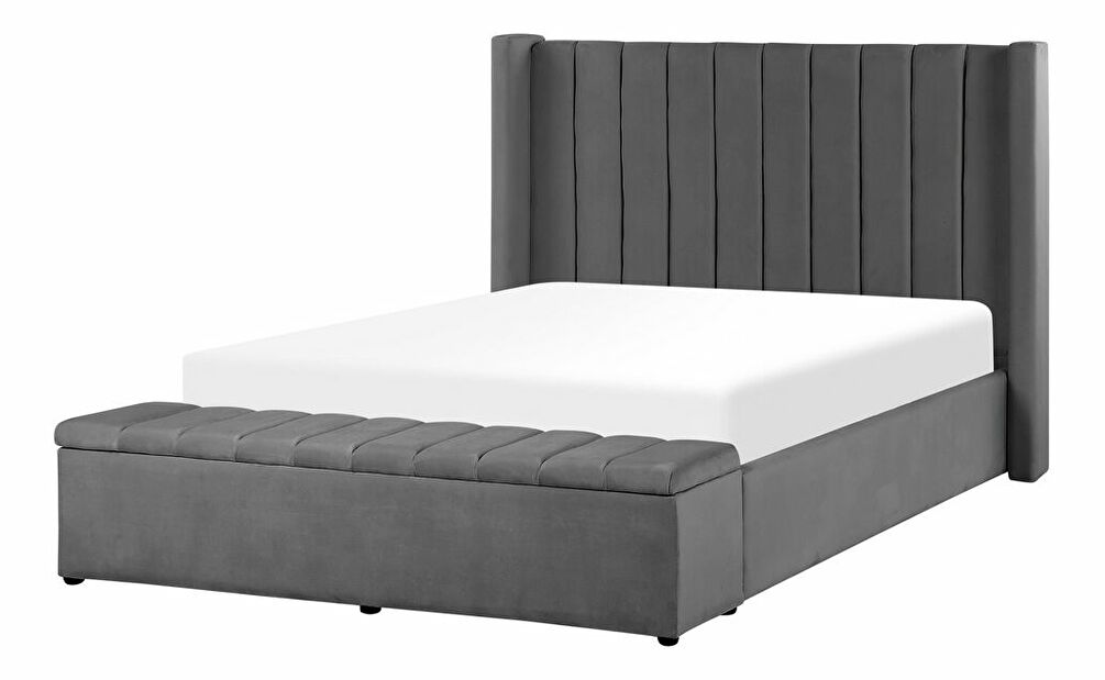 Manželská posteľ 140 cm NAIROBI (textil) (sivá) (s roštom)