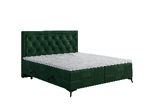 Manželská posteľ Boxspring 160 cm Dustin (tmavozelená) (s matracom a úl. priestorom)