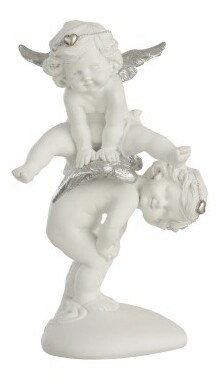 Figurína Jolipa Anjel (14x10x22cm) (Biela + Strieborná)