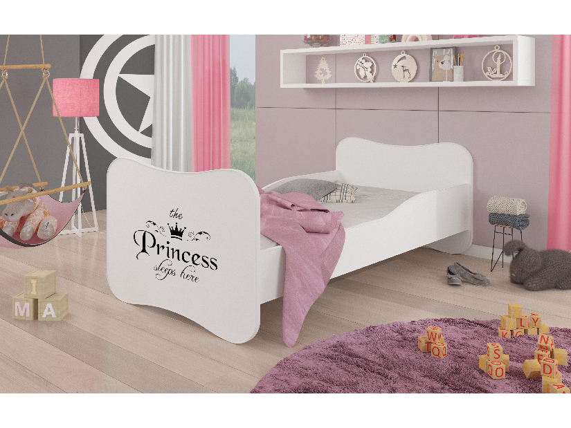 Detská posteľ 140x70 cm Cassi (s roštom a matracom) (princezná)