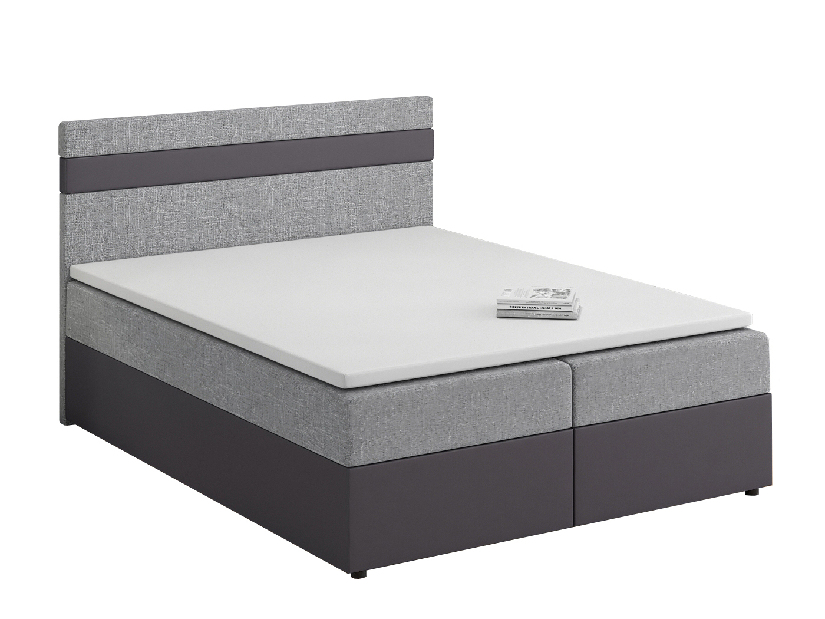 Manželská posteľ Boxspring 140x200 cm Mimosa (s roštom a matracom) (tmavosivá + sivá) *výpredaj
