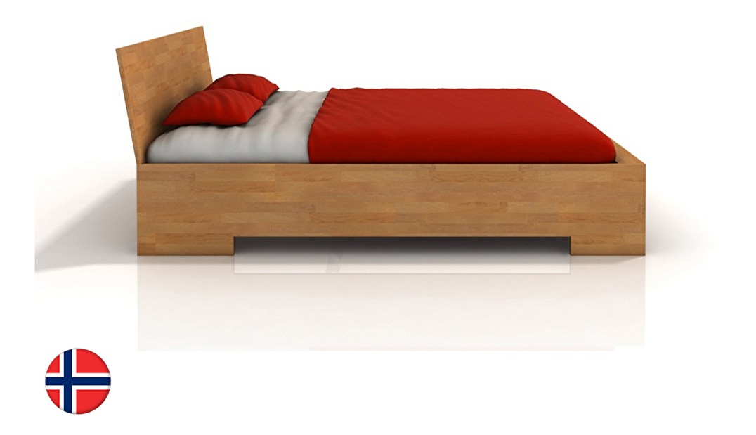 Manželská posteľ 160 cm Naturlig Lekanger High (buk) (s roštom)